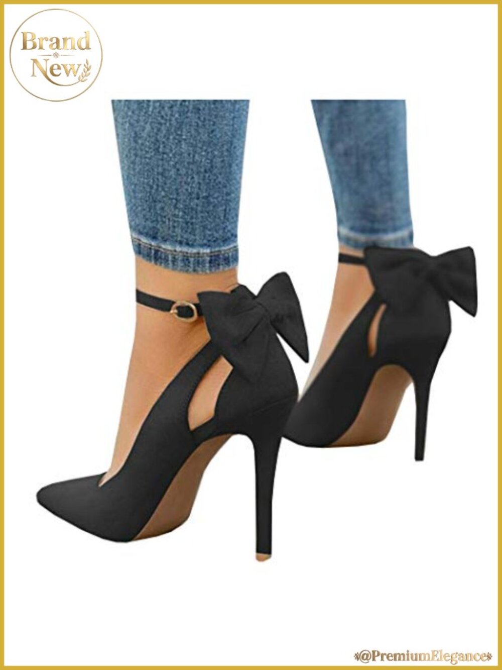 Faux Suede Pointed Toe High Heel Ankle Strap D'Orsay Pumps with Bow
